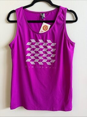 Oiwi Kapa Wahine Tank UPG 50+ in Magenta Size XL